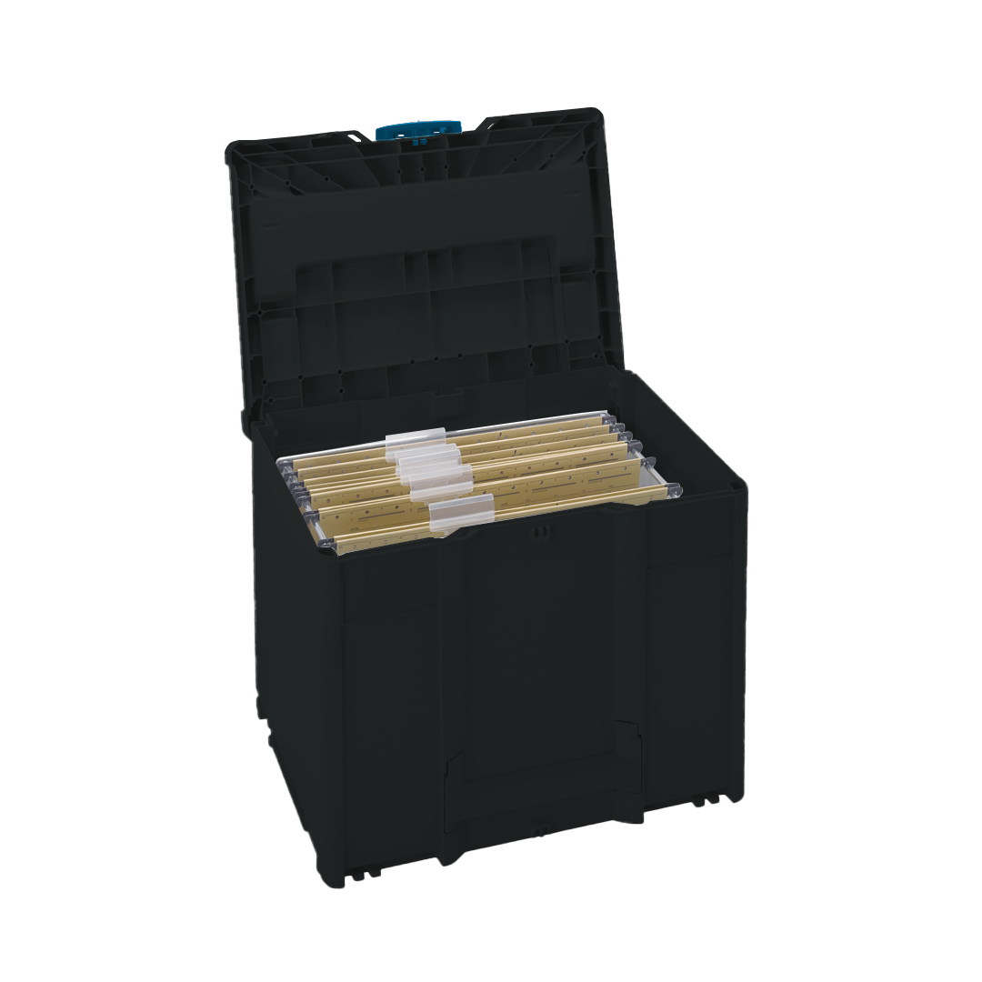 Korpus Farbe: Schwarz (RAL 9004) - Griff Farbe: Schwarz (RAL 9004) - Verschluss Farbe: Himmelblau (RAL 5015)