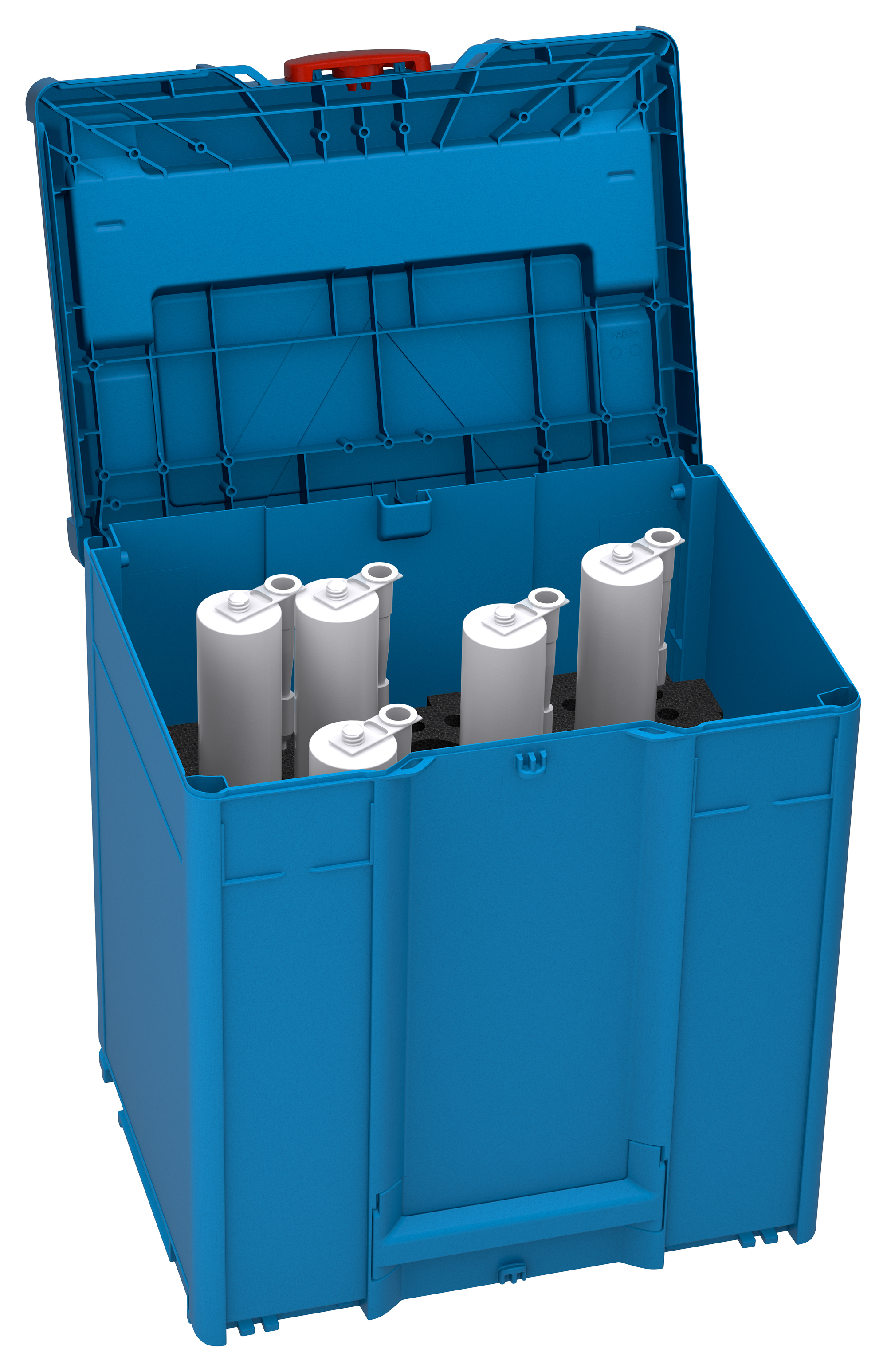 Corps Couleur: bleu ciel (RAL 5015) - Couleur de la poignée: bleu ciel (RAL 5015) - Couleur de la fermeture: rouge carmin (RAL 3002)