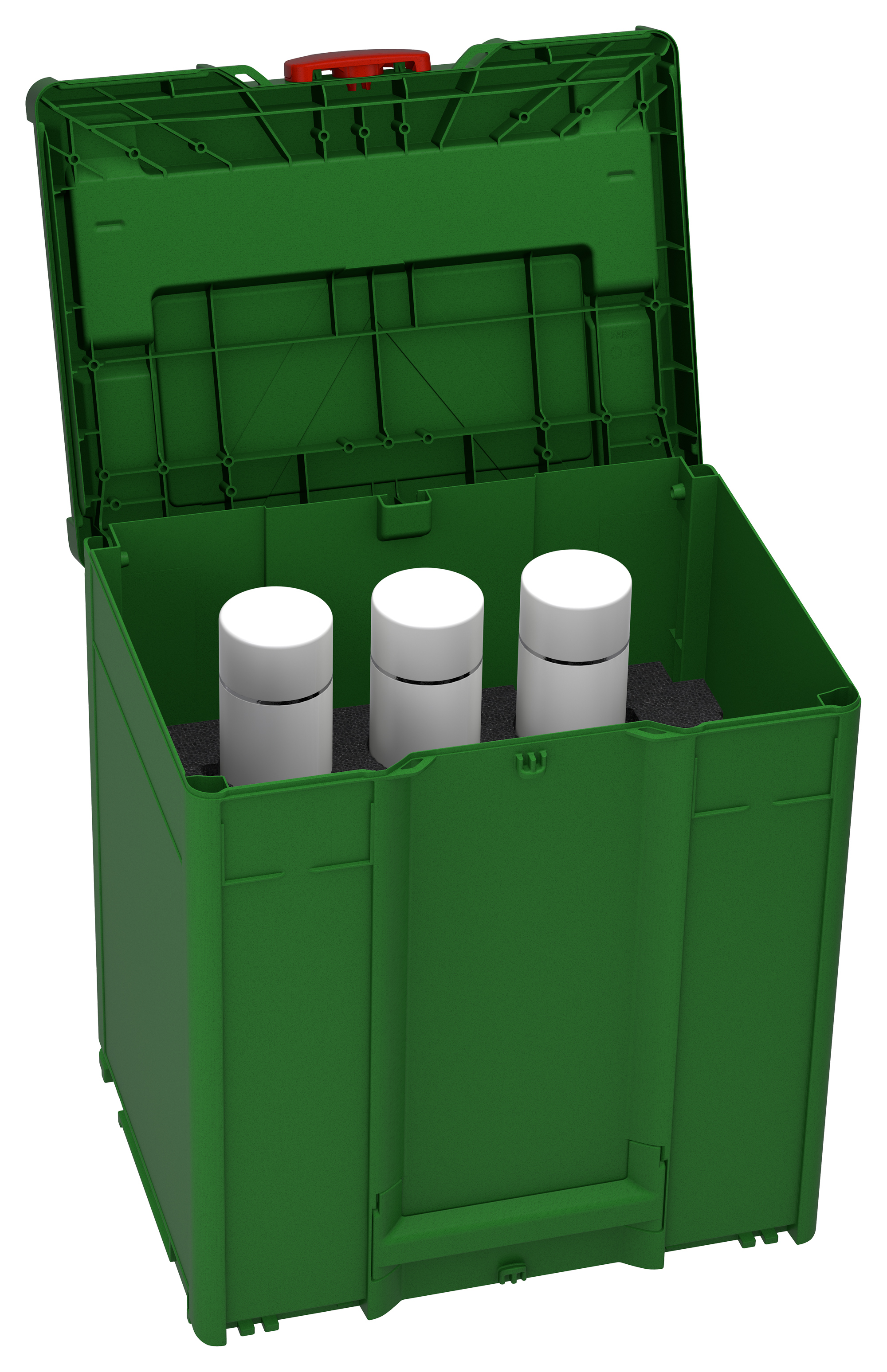 Kleur frame: Smaragdgroen (RAL 6001) - Kleur handgreep: Smaragdgroen (RAL 6001) - Kleur bevestigingsmiddel: Karmijnrood (RAL 3002)