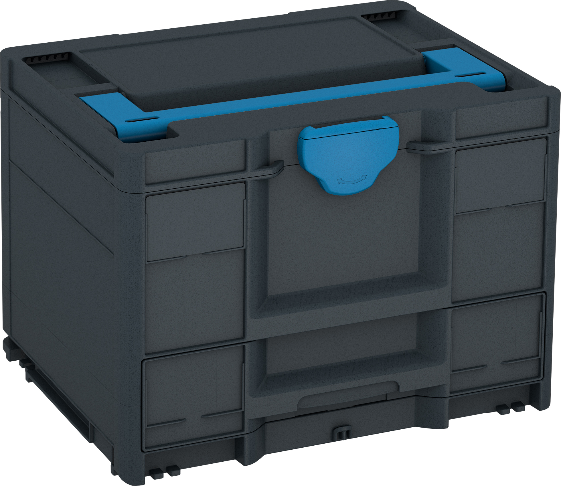 Kleur frame: Antraciet (RAL 7016) - Kleur handgreep: Hemelsblauw (RAL 5015) - Kleur bevestigingsmiddel: Hemelsblauw (RAL 5015)