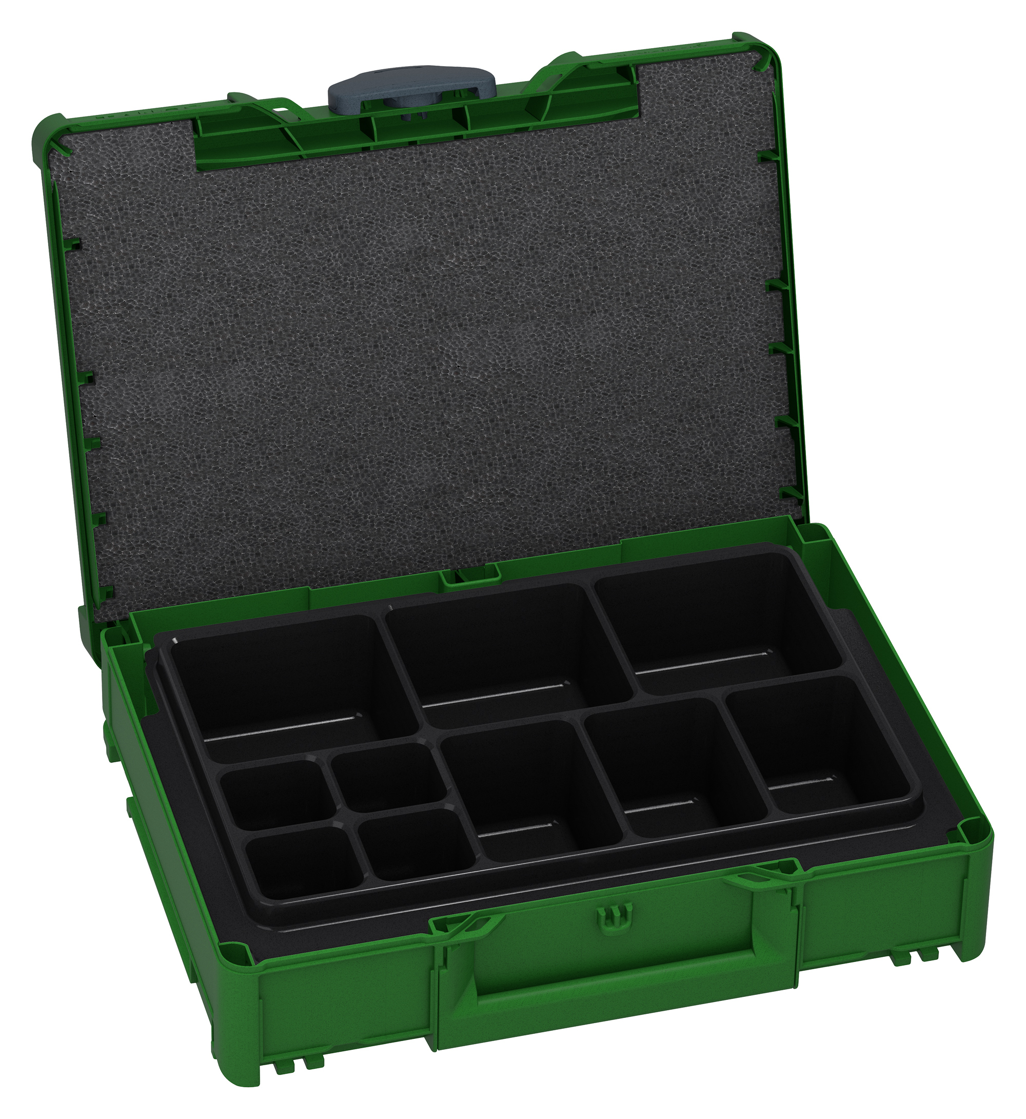 Kleur frame: Smaragdgroen (RAL 6001) - Kleur handgreep: Wit (RAL 9016) - Kleur bevestigingsmiddel: Antraciet (RAL 7016)