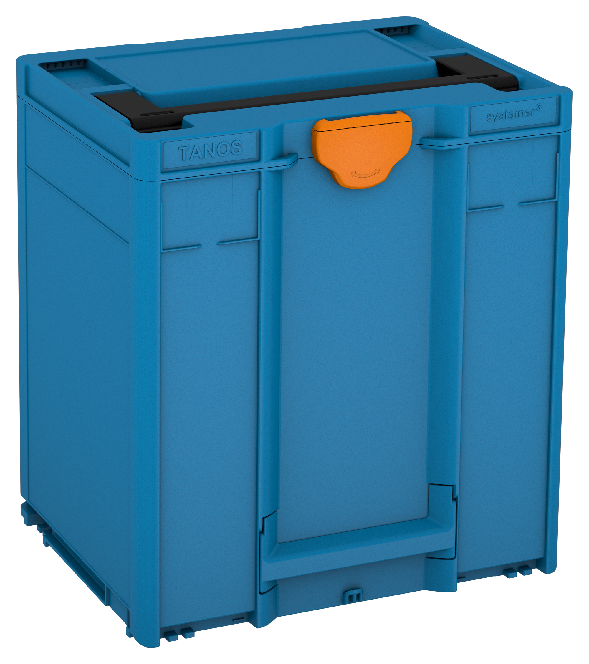 Kleur frame: Hemelsblauw (RAL 5015) - Kleur handgreep: Zwart (RAL 9004) - Kleur bevestigingsmiddel: Dieporanje (RAL 2011)