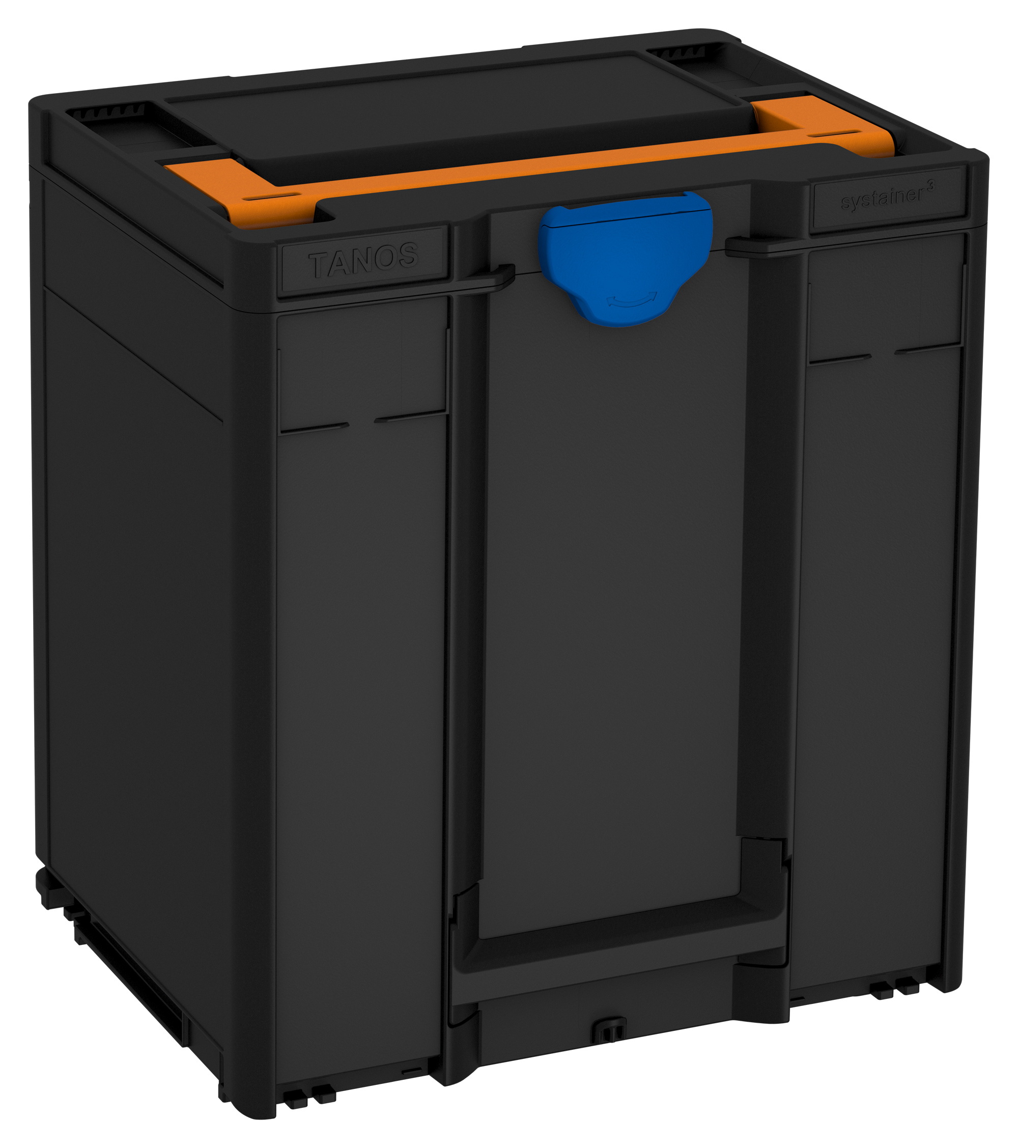 Korpus Farbe: Schwarz (RAL 9004) - Griff Farbe: Tieforange (RAL 2011) - Verschluss Farbe: Signalblau (HKS 43 K)
