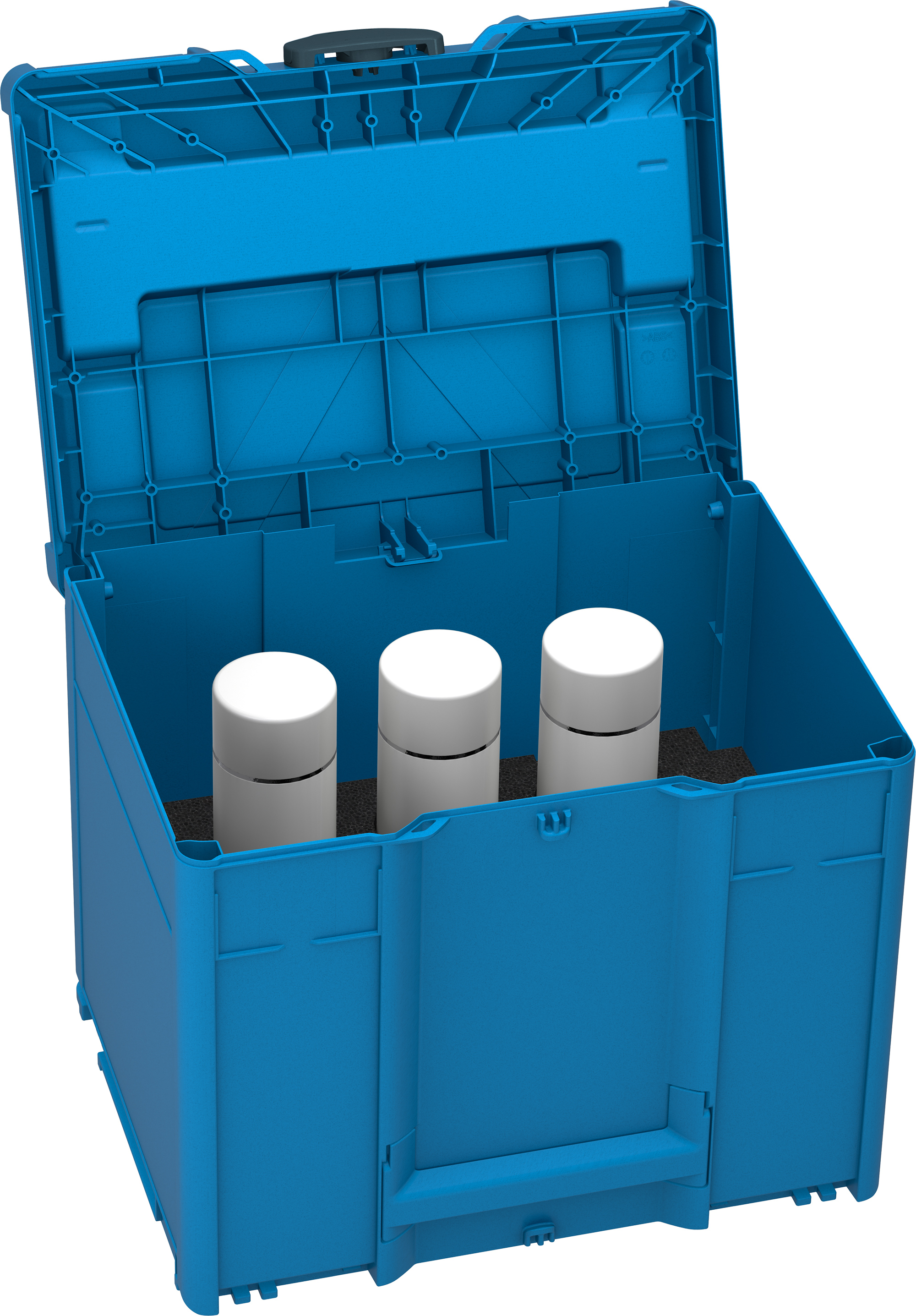 Corps Couleur: bleu ciel (RAL 5015) - Couleur de la poignée: vert émeraude (RAL 6001) - Couleur de la fermeture: anthracite (RAL 7016)