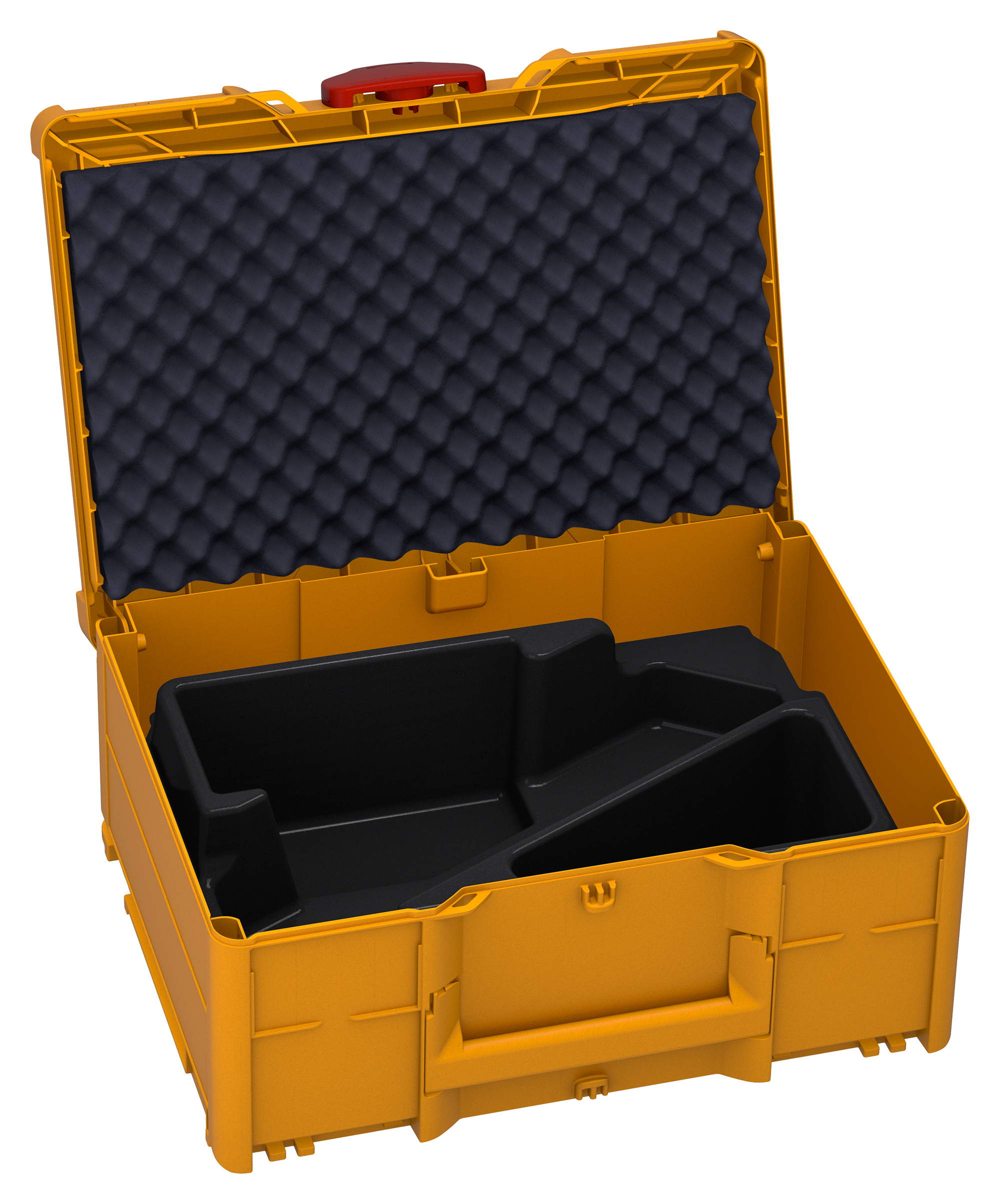 Kleur frame: Narcissengeel (RAL 1007) - Kleur handgreep: Narcissengeel (RAL 1007) - Kleur bevestigingsmiddel: Karmijnrood (RAL 3002)