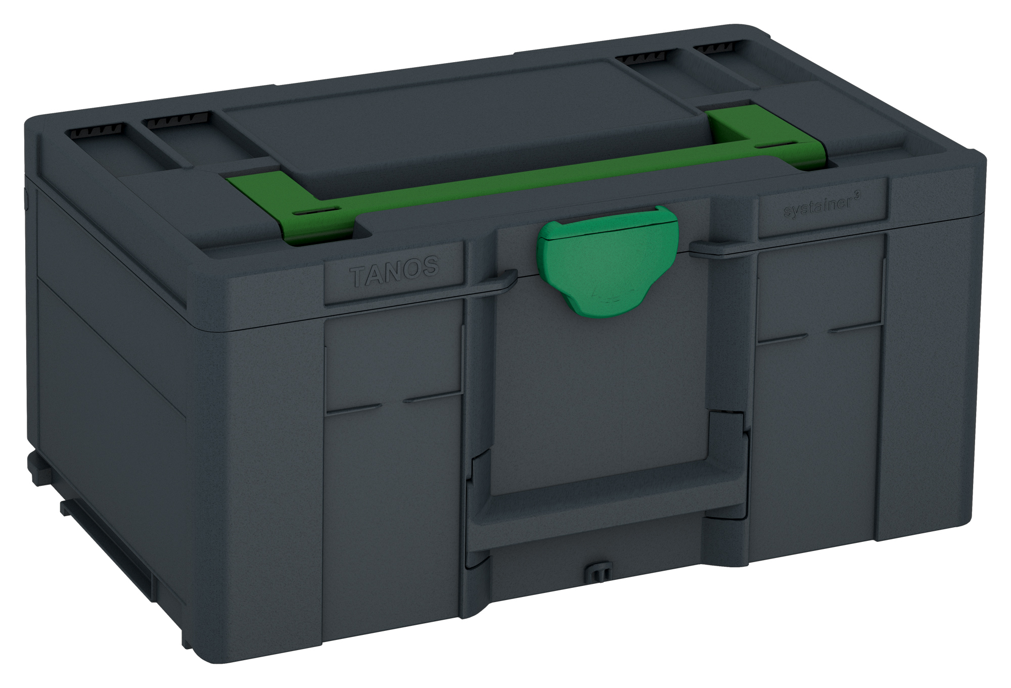 Kleur frame: Antraciet (RAL 7016) - Kleur handgreep: Smaragdgroen (RAL 6001) - Kleur bevestigingsmiddel: Signaalgroen (HKS 54 K)