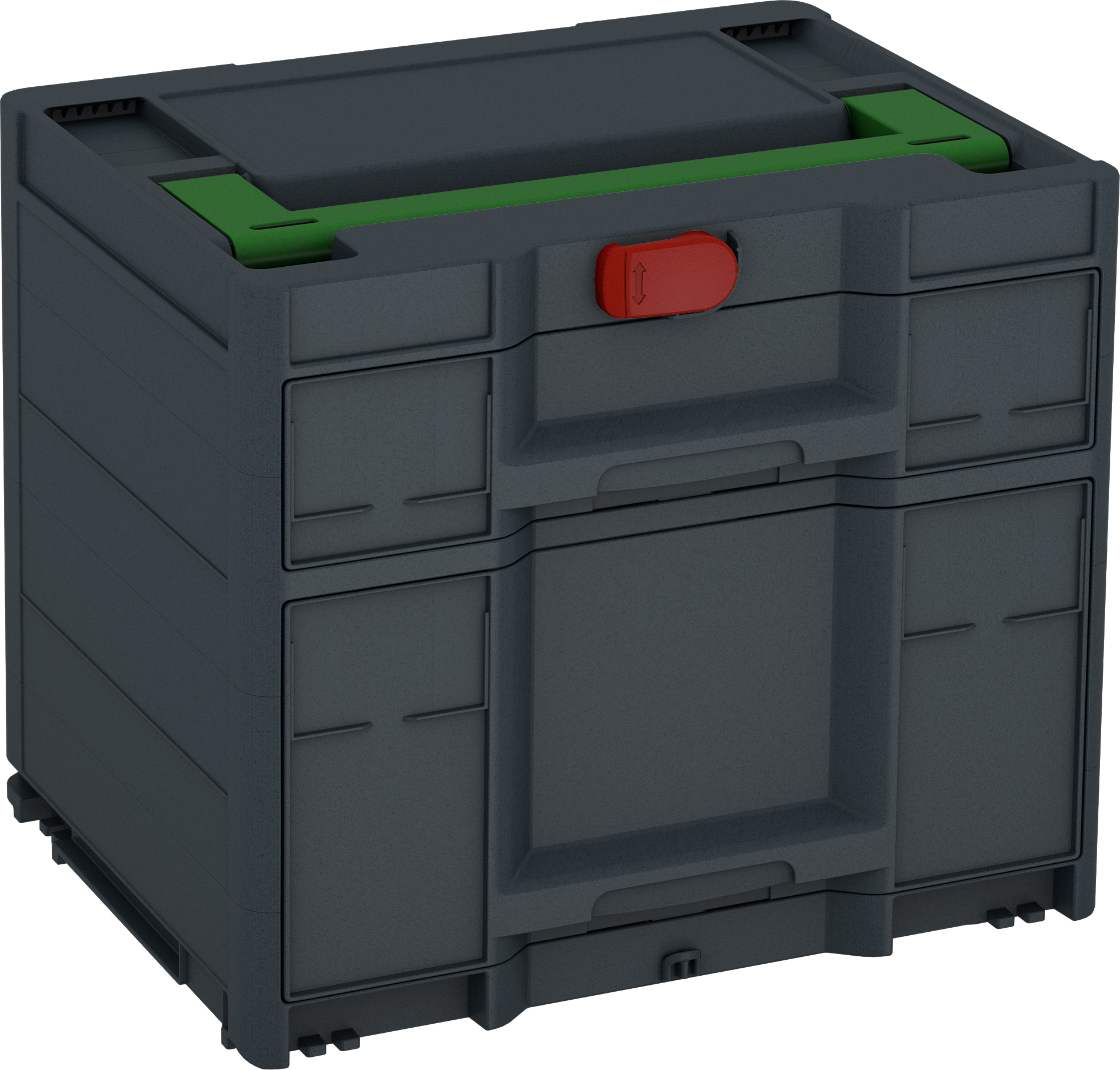 Korpus Farbe: Anthrazit (RAL 7016) - Griff Farbe: Smaragdgrün (RAL 6001) - Verschluss Farbe: Karminrot (RAL 3002)