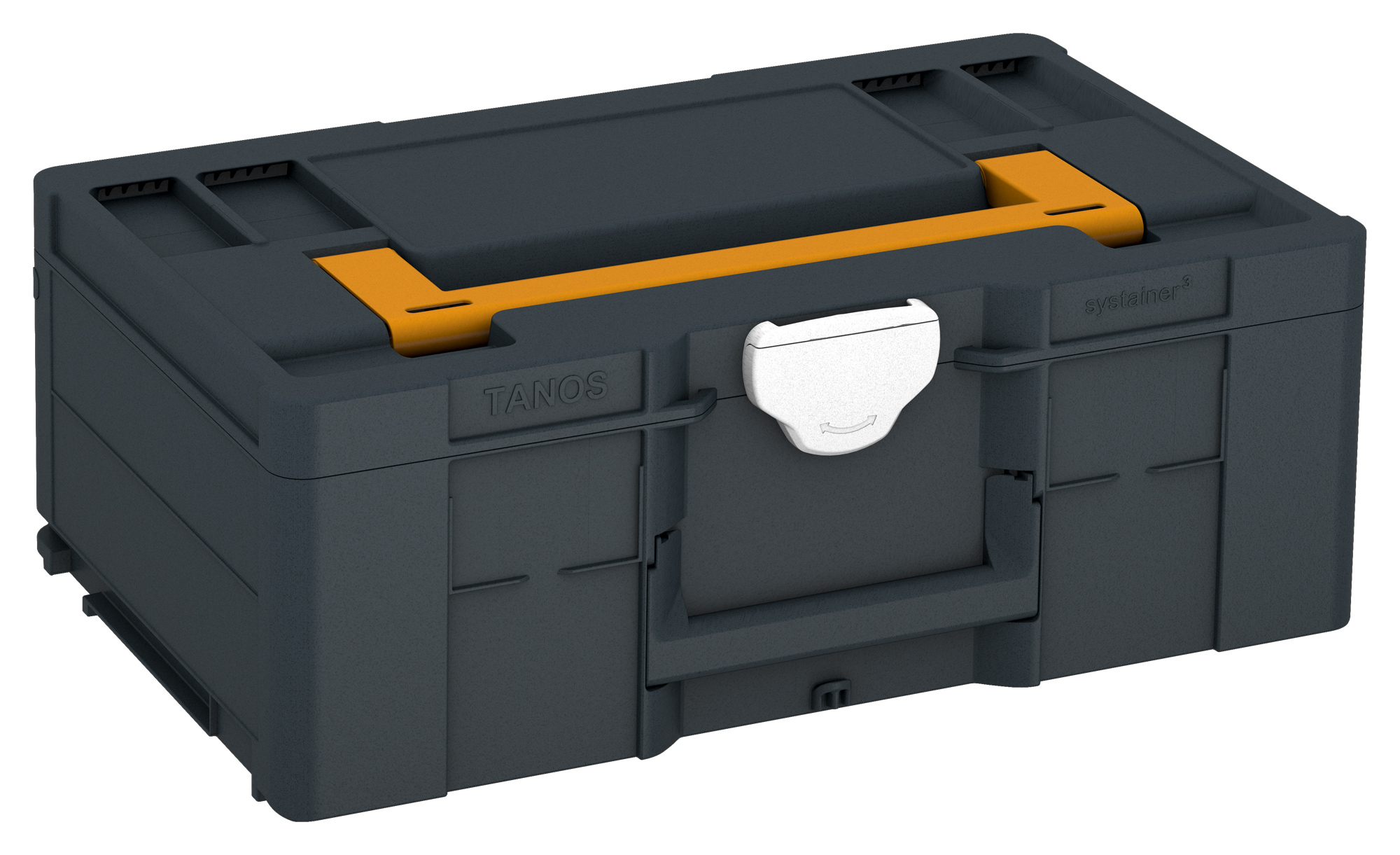 Korpus Farbe: Anthrazit (RAL 7016) - Griff Farbe: Narzissengelb (RAL 1007) - Verschluss Farbe: Weiß (RAL 9016)