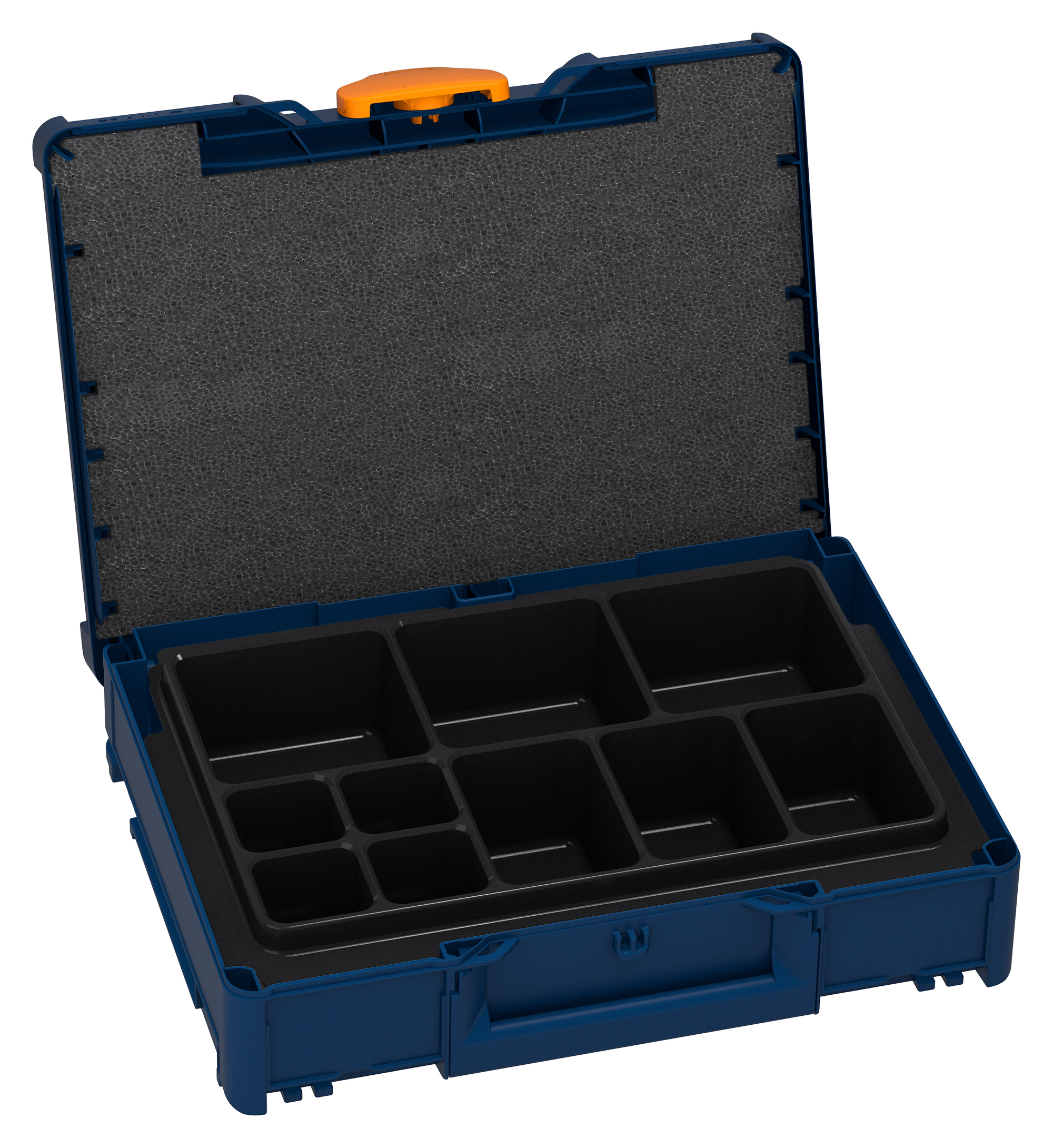 Kleur frame: Saffierblauw (RAL 5003) - Kleur handgreep: Karmijnrood (RAL 3002) - Kleur bevestigingsmiddel: Dieporanje (RAL 2011)