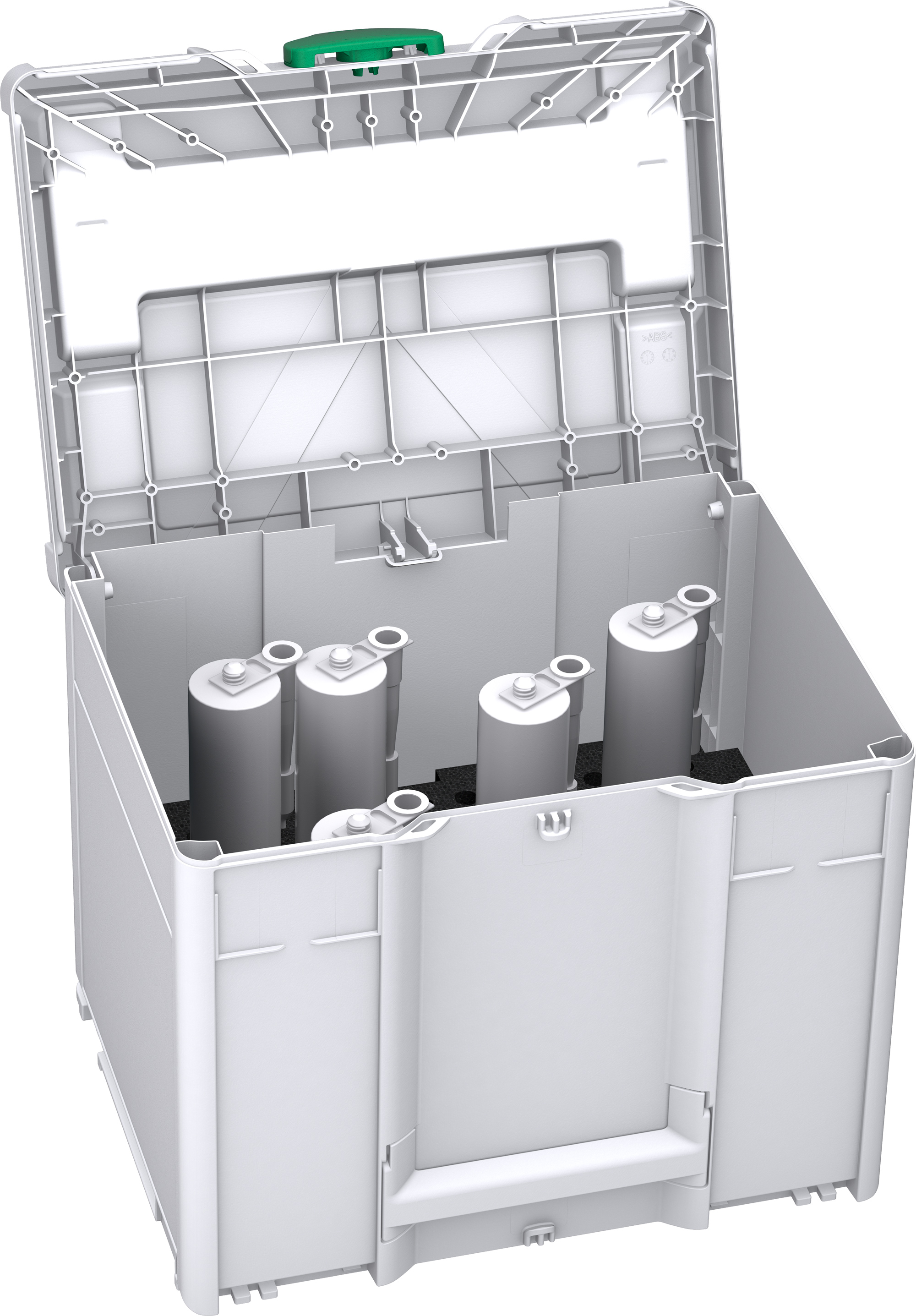 Kleur frame: Lichtgrijs (RAL 7035) - Kleur handgreep: Signaalgroen (HKS 54 K) - Kleur bevestigingsmiddel: Signaalgroen (HKS 54 K)