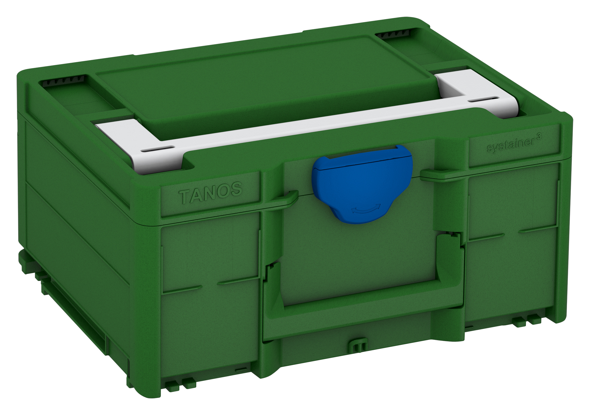 Korpus Farbe: Smaragdgrün (RAL 6001) - Griff Farbe: Lichtgrau (RAL 7035) - Verschluss Farbe: Signalblau (HKS 43 K)