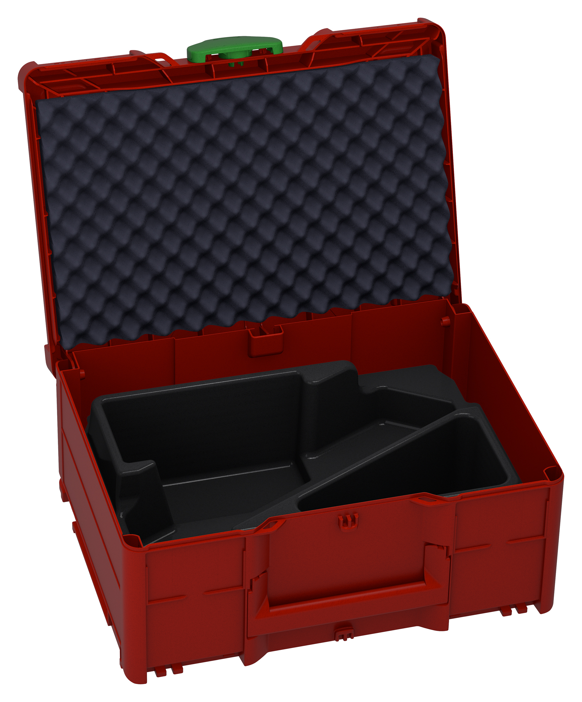 Korpus Farbe: Karminrot (RAL 3002) - Griff Farbe: Karminrot (RAL 3002) - Verschluss Farbe: Smaragdgrün (RAL 6001)