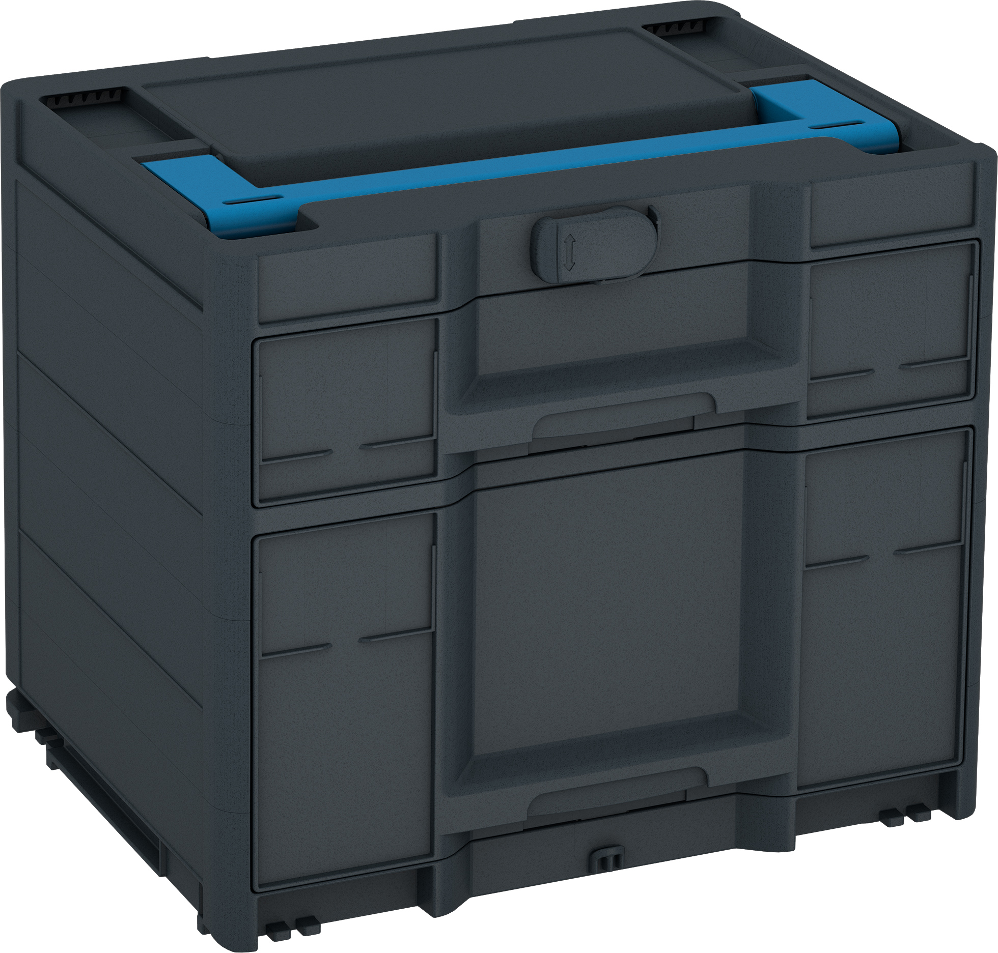 Korpus Farbe: Anthrazit (RAL 7016) - Griff Farbe: Himmelblau (RAL 5015) - Verschluss Farbe: Anthrazit (RAL 7016)