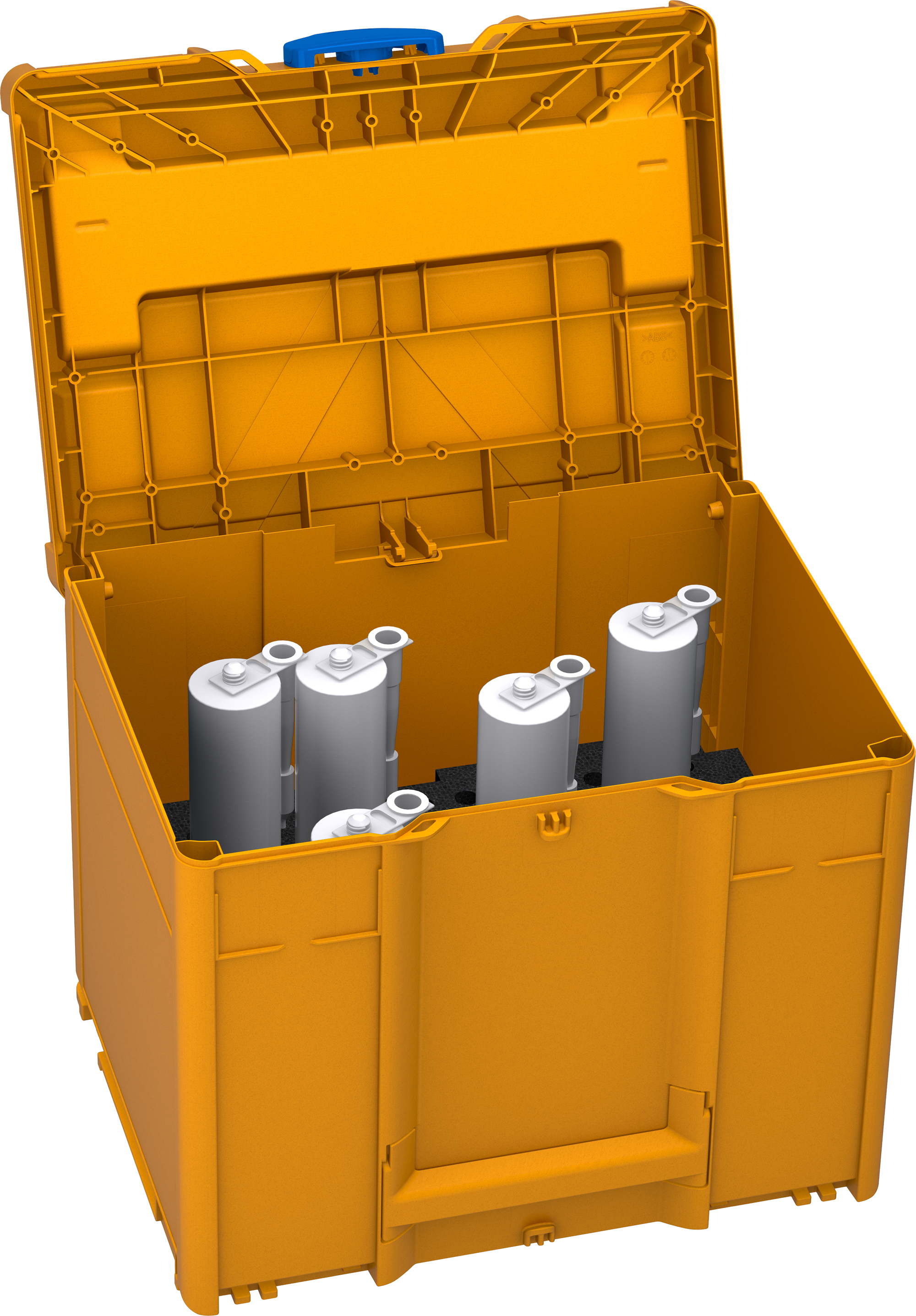 Corps Couleur: jaune narcisse (RAL 1007) - Couleur de la poignée: gris clair (RAL 7035) - Couleur de la fermeture: bleu signal (HKS 43 K)