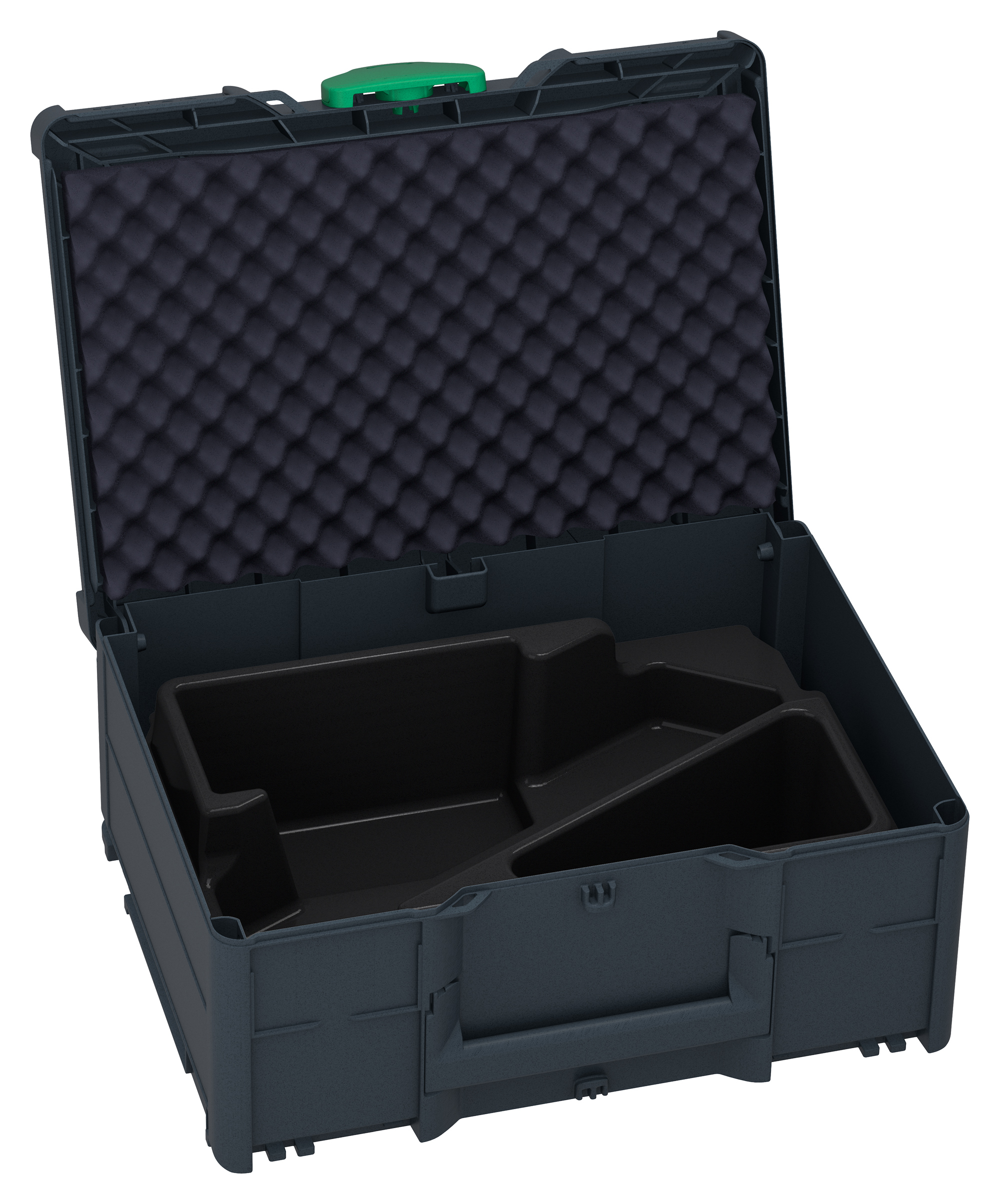 Korpus Farbe: Anthrazit (RAL 7016) - Griff Farbe:  Anthrazit (RAL 7016) - Verschluss Farbe: Signalgrün (HKS 54 K)