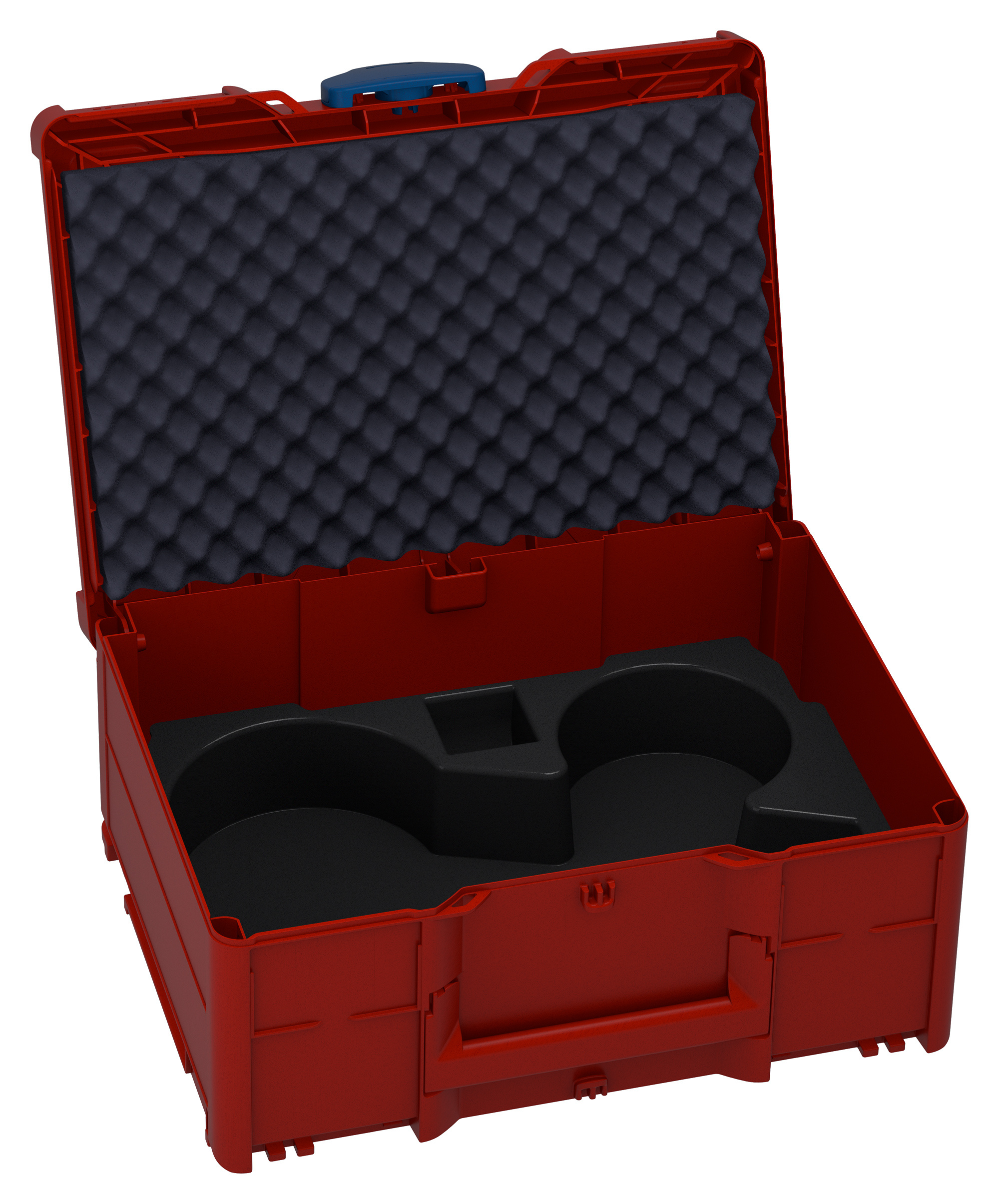 Korpus Farbe: Karminrot (RAL 3002) - Griff Farbe: Karminrot (RAL 3002) - Verschluss Farbe: Saphirblau (RAL 5003)