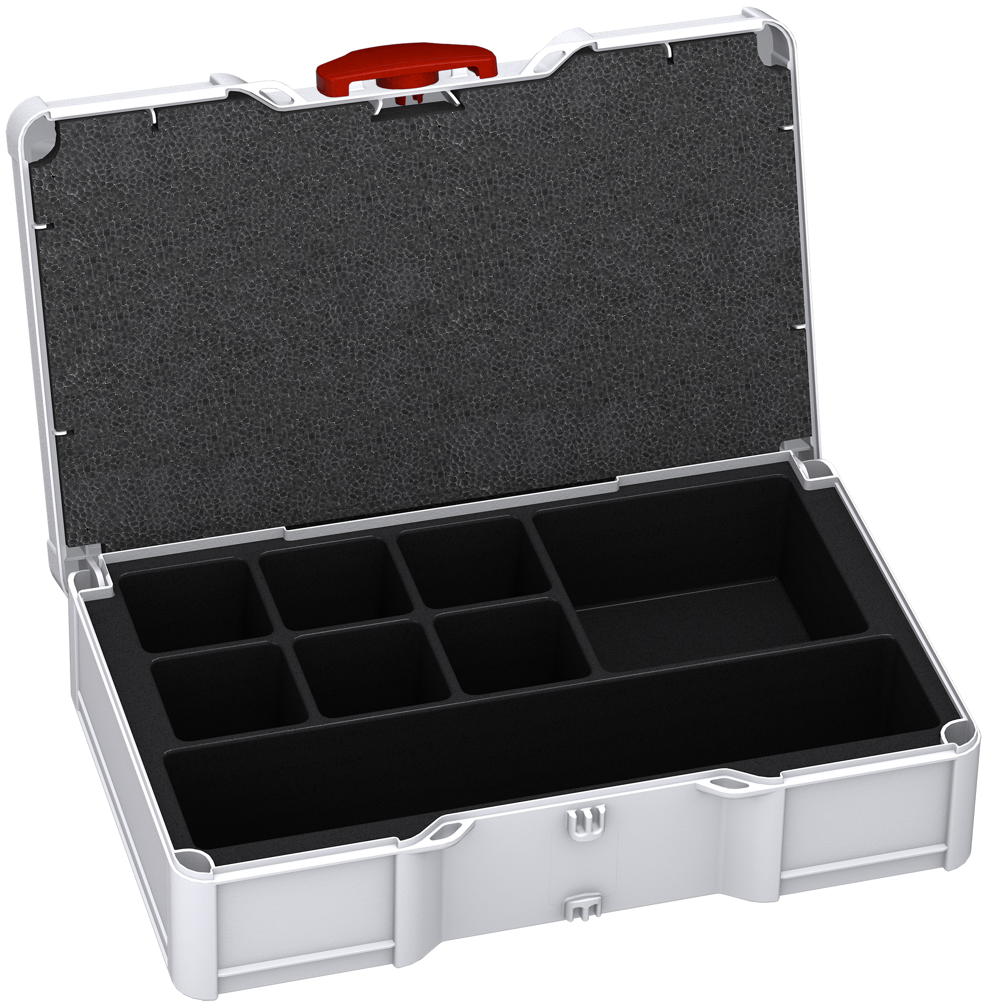 Korpus Farbe: Lichtgrau (RAL 7035) - Verschluss Farbe: Karminrot (RAL 3002)