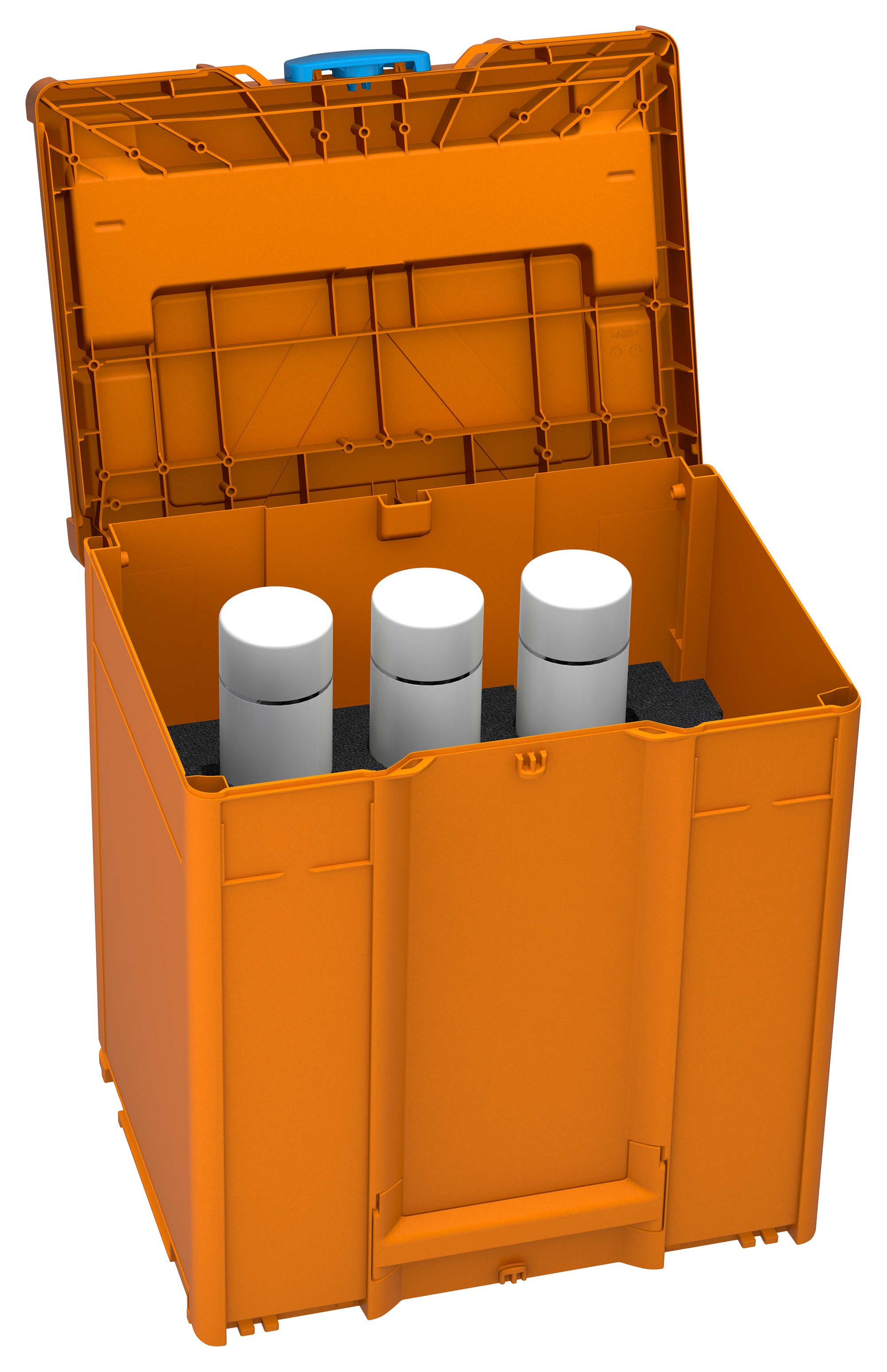 Corps Couleur: orange foncé (RAL 2011) - Couleur de la poignée: vert signal (HKS 54 K) - Couleur de la fermeture: bleu ciel (RAL 5015)