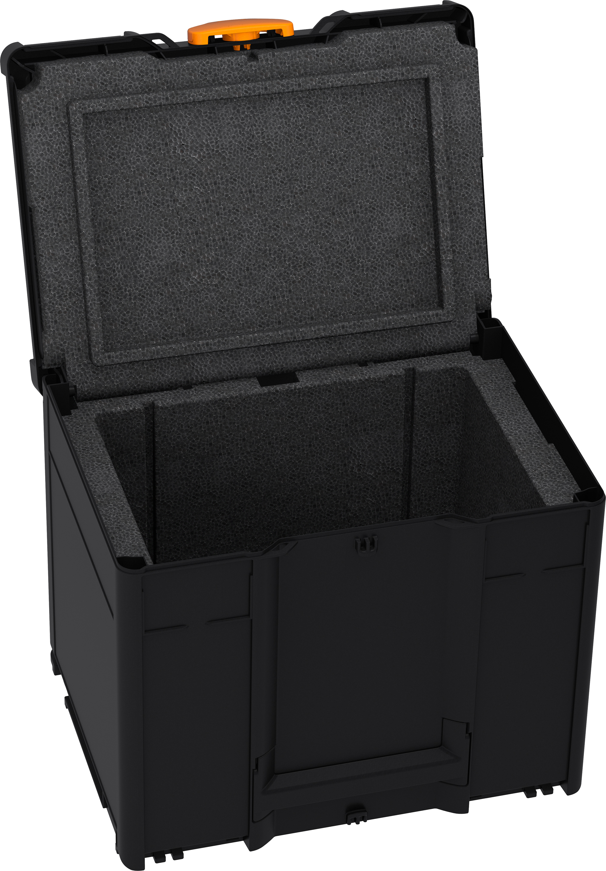 Korpus Farbe: Schwarz (RAL 9004) - Griff Farbe:  Anthrazit (RAL 7016) - Verschluss Farbe: Tieforange (RAL 2011)