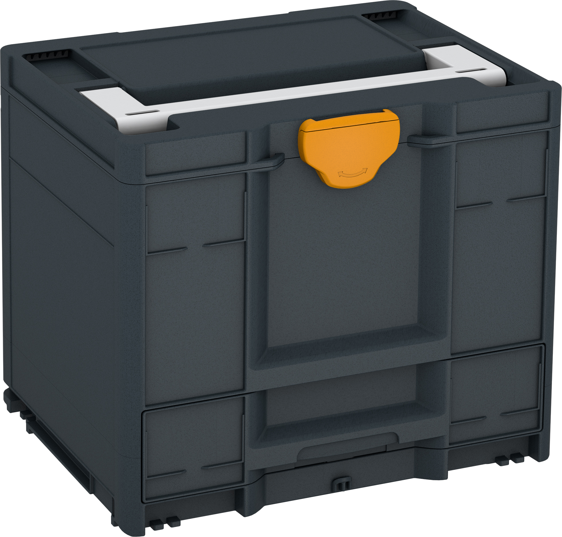 Korpus Farbe: Anthrazit (RAL 7016) - Griff Farbe: Lichtgrau (RAL 7035) - Verschluss Farbe:  Narzissengelb (RAL 1007)