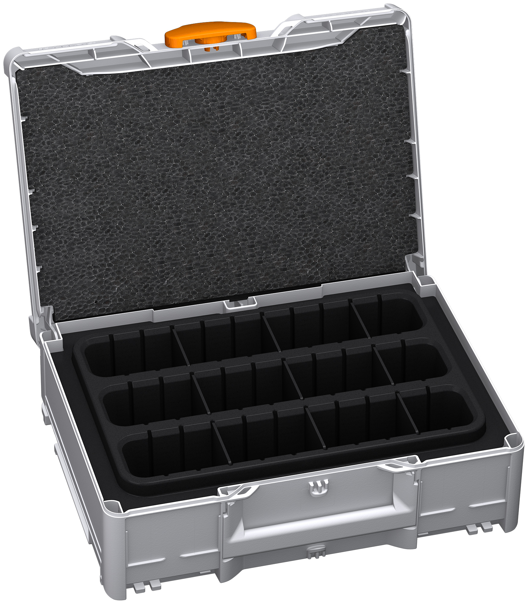 Korpus Farbe: Lichtgrau (RAL 7035) - Griff Farbe: Lichtgrau (RAL 7035) - Verschluss Farbe: Tieforange (RAL 2011)