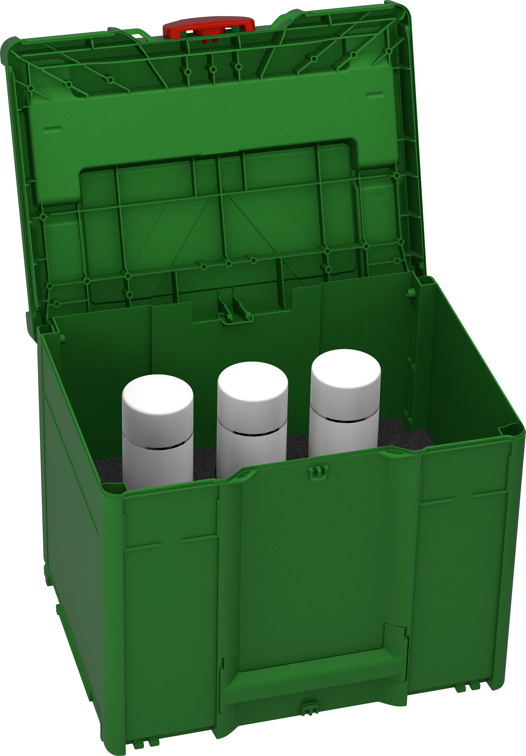 Kleur frame: Smaragdgroen (RAL 6001) - Kleur handgreep: Smaragdgroen (RAL 6001) - Kleur bevestigingsmiddel: Karmijnrood (RAL 3002)