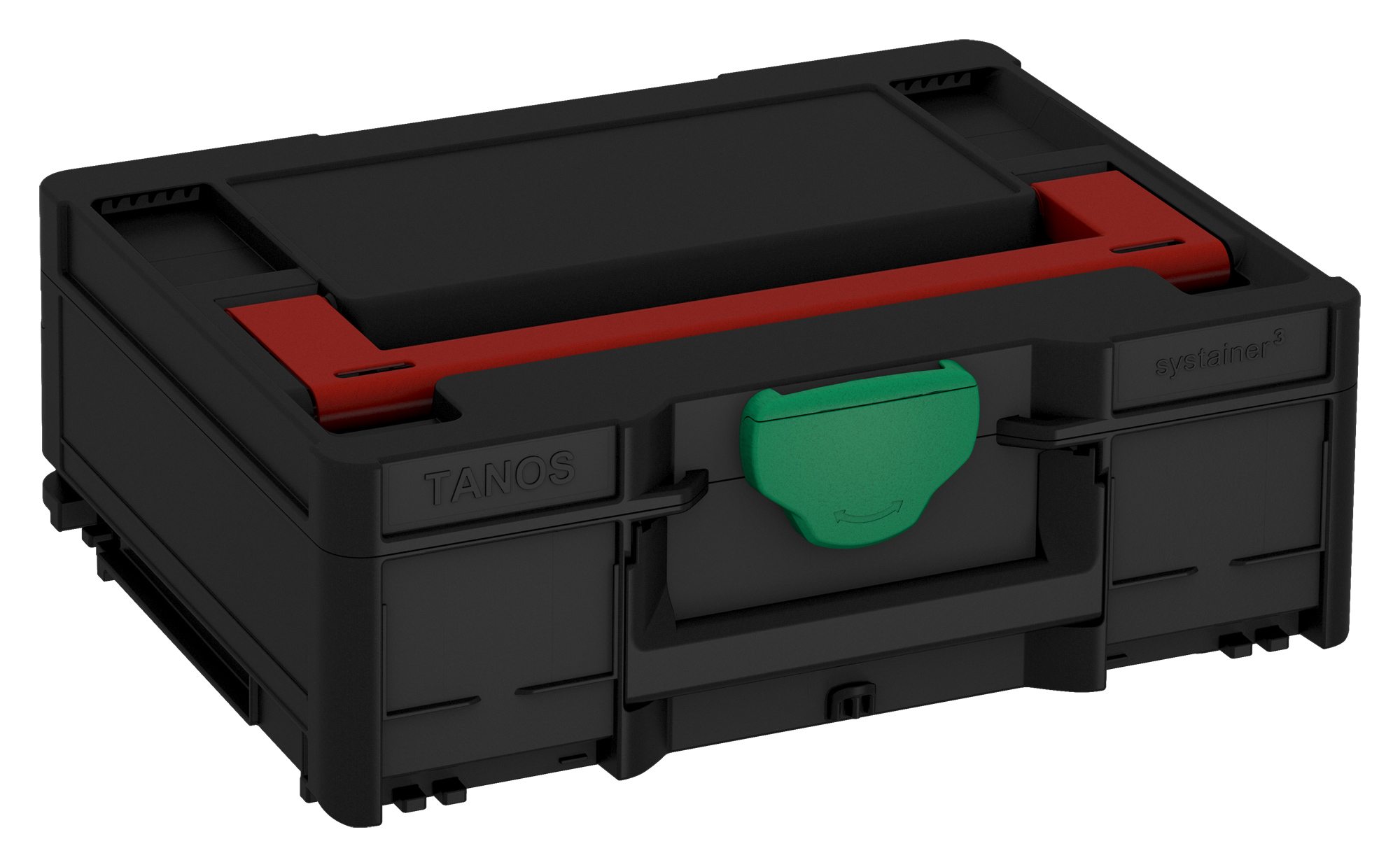 Korpus Farbe: Schwarz (RAL 9004) - Griff Farbe: Karminrot (RAL 3002) - Verschluss Farbe: Signalgrün (HKS 54 K)