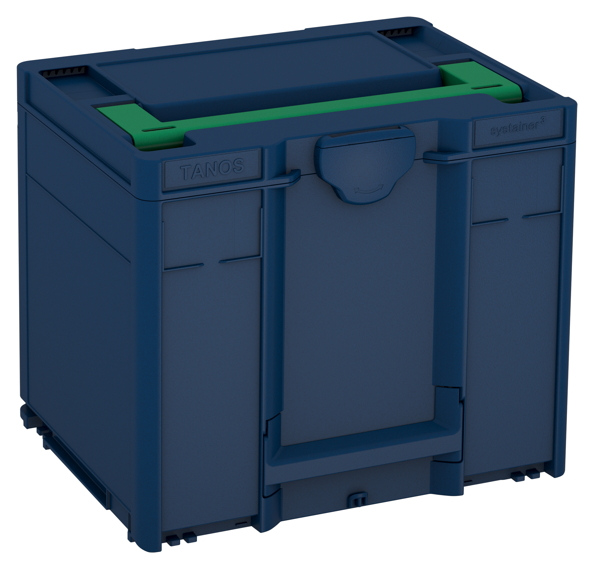 Kleur frame: Saffierblauw (RAL 5003) - Kleur handgreep: Signaalgroen (HKS 54 K) - Kleur bevestigingsmiddel: Saffierblauw (RAL 5003)
