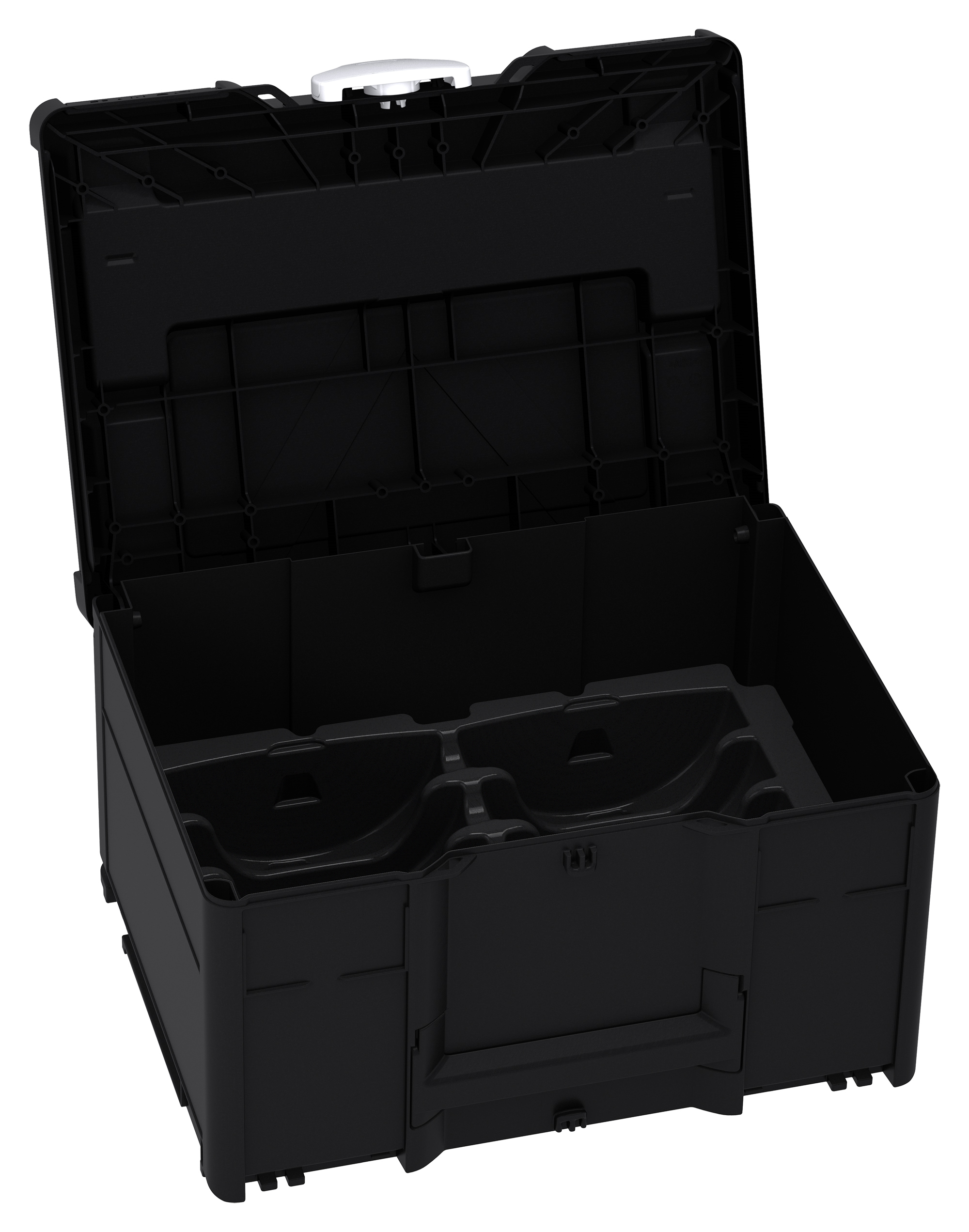 Korpus Farbe: Schwarz (RAL 9004) - Griff Farbe: Weiß (RAL 9016) - Verschluss Farbe:  Lichtgrau (RAL 7035)