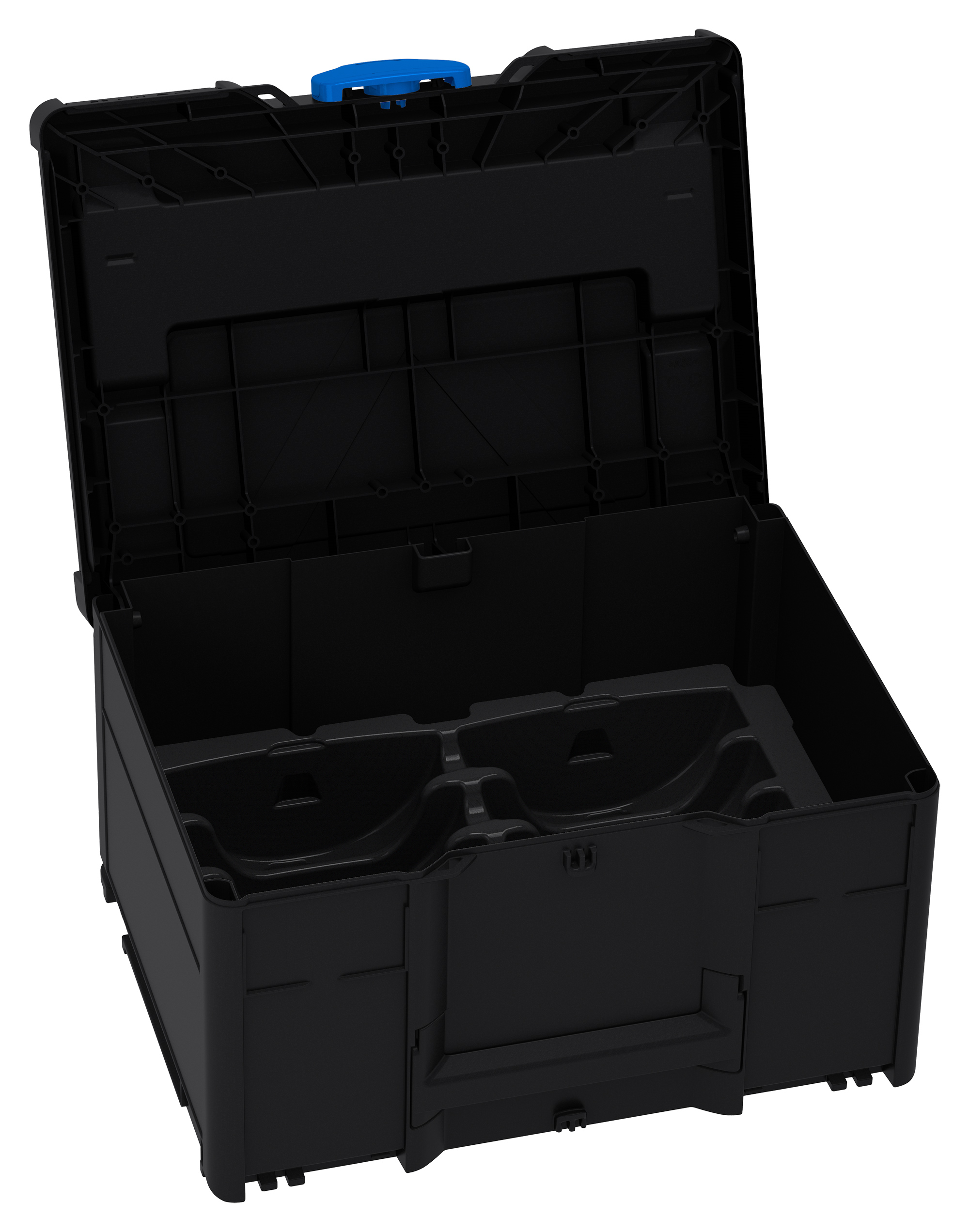 Kleur frame: Zwart (RAL 9004) - Kleur handgreep: Signaalgroen (HKS 54 K) - Kleur bevestigingsmiddel: Signaalblauw (HKS 43 K)