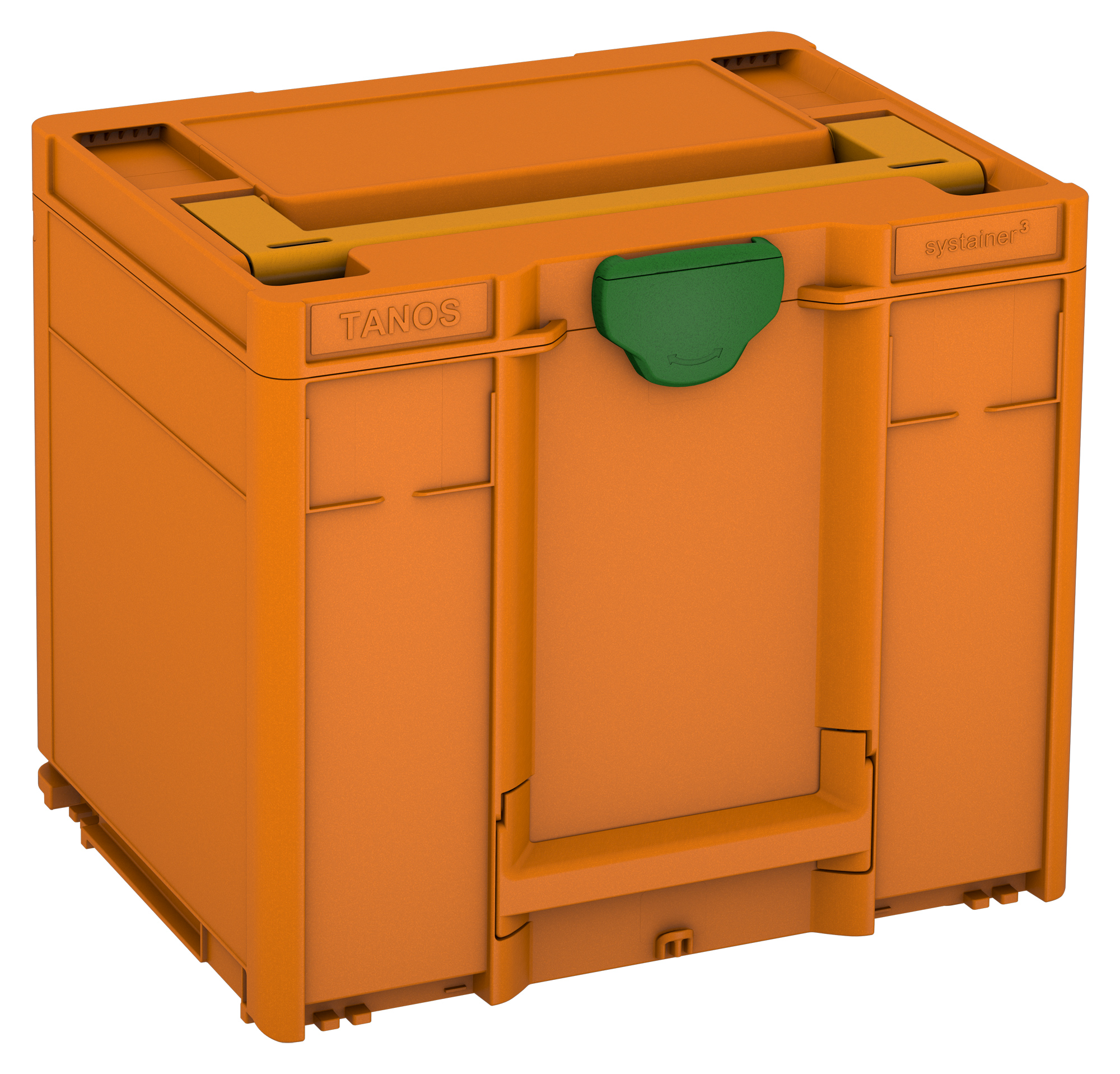 Korpus Farbe: Tieforange (RAL 2011) - Griff Farbe: Narzissengelb (RAL 1007) - Verschluss Farbe: Smaragdgrün (RAL 6001)